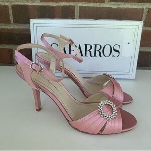 Caparros Womens Pizzle Ankle Strap Pink Satin Heeled Sandals US 8.5 M NEW